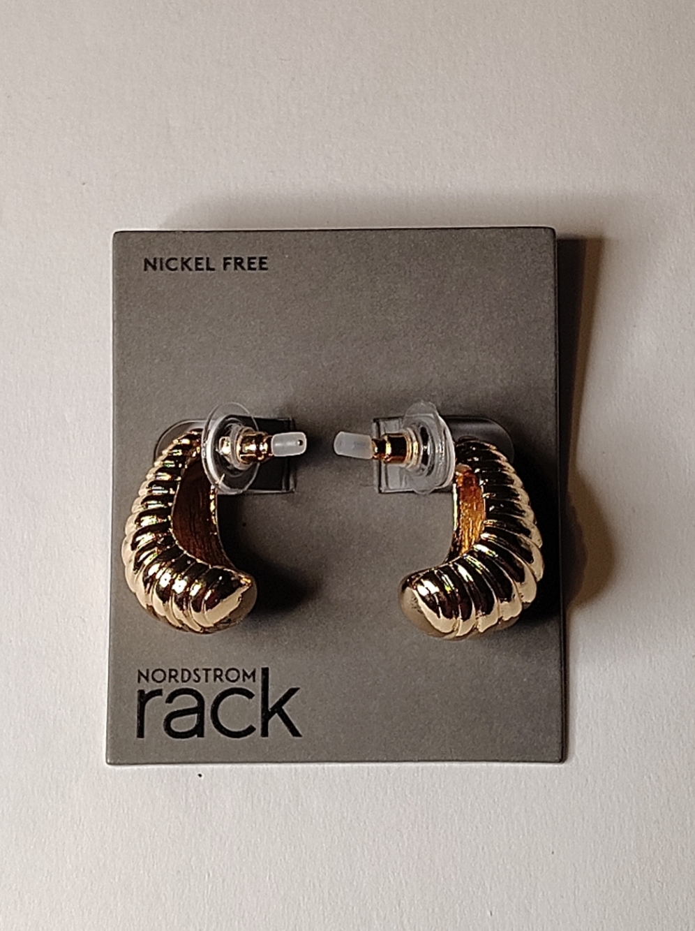 Nordstrom Rack Gold Ribbed Hoop Earrings